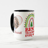 Mug Custom 2 Photos Cadeau de Noël Meilleur Enseignant (Devant gauche)