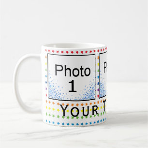 Mug Custom 3 Photo Etoiles arc-en-ciel et Diamants ble