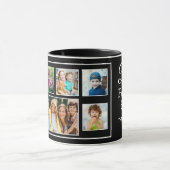 Mug Custom 7 Photo Collage Best Family Ever Name Black (Centre)