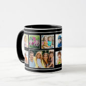 Mug Custom 7 Photo Collage Best Family Ever Name Black (Devant gauche)
