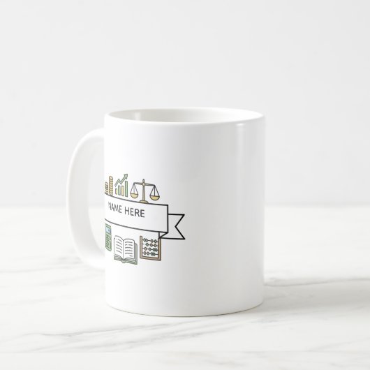 Mug Custom Accountant Name Finance  Bookkeeping Icons  (Devant gauche)