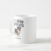 Mug Custom Australian Shepherd “Will Herd for Treats”  (Devant gauche)