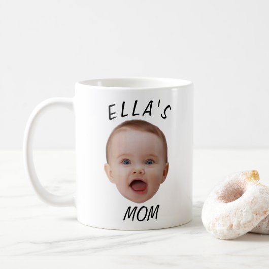 Mug Custom Baby Face Photo Mom Gift (Avec donut)