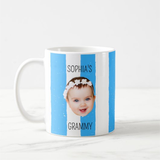 Mug Custom Baby Face Stripe Baby Face New Parent Gift (Gauche)