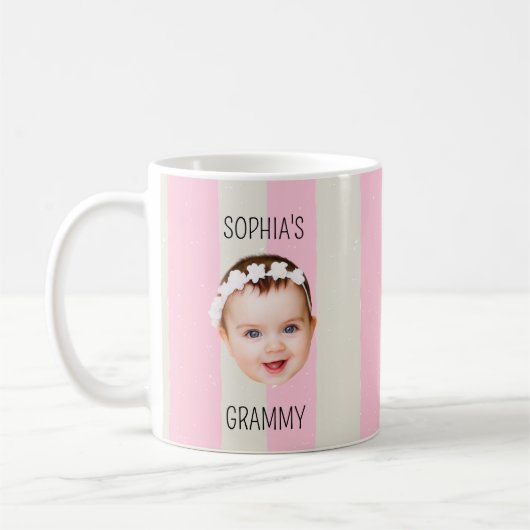 Mug Custom Baby Face Stripe Baby Face New Parent Gift (Gauche)