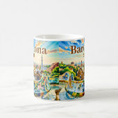 Mug Custom Barcelona Spain Watercolor Park Guell Retro (Centre)
