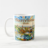 Mug Custom Barcelona Spain Watercolor Park Guell Retro (Gauche)