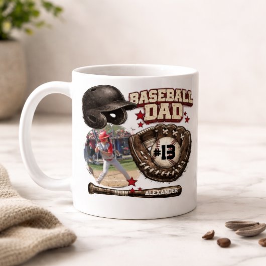 Mug Custom Baseball Dad Photo Name
