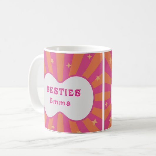 Mug Custom "Besties" Sunburst Personalized Pillow – Em (Devant gauche)