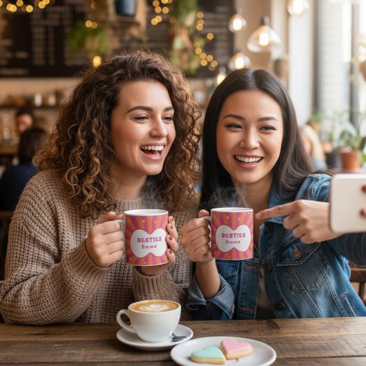 Mug Custom "Besties" Sunburst Personalized Pillow – Em