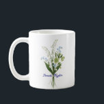 Mug Custom Birth Flower Lily of The Valley<br><div class="desc">Celebrate a special connection with our Watercolor Birth Flower Personalized Mug. Featuring a floral illustration that represents the unique beauty of their birth month, this mug blends artistic flair with everyday functionality. The soft, ethereal watercolor textures pop against the crisp ceramic, creating a piece that feels more like a work...</div>
