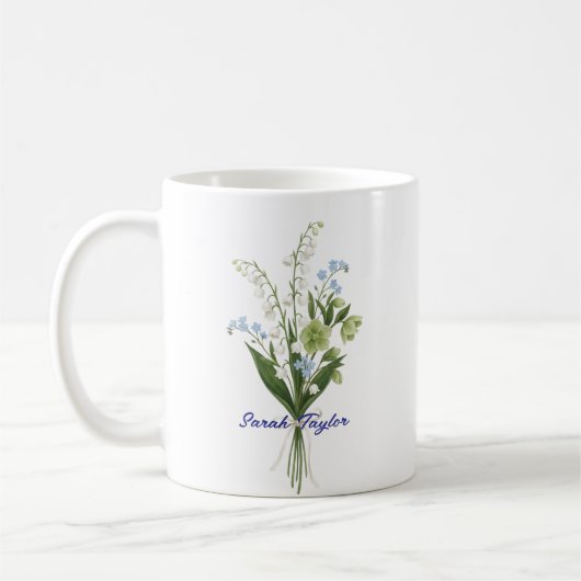 Mug Custom Birth Flower Lily of The Valley (Gauche)