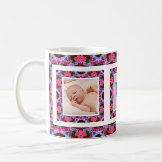 Mug Custom Bold Pink Green Fête des mères Maman Photo (Gauche)