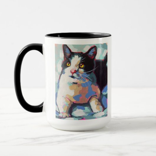 Mug Custom Cat Portrait Painting - Forever Loved Pet (Gauche)