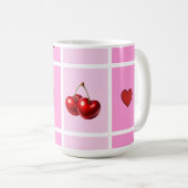 Mug Custom Cherry Heart Checkerboard Pattern (Devant droit)