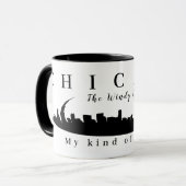 Mug Custom Chicago, Windy City, Skyline Silhouette (Devant gauche)