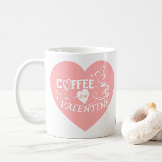 Mug Custom Coffee Lover Pink Heart Arrow Valentine (Avec donut)