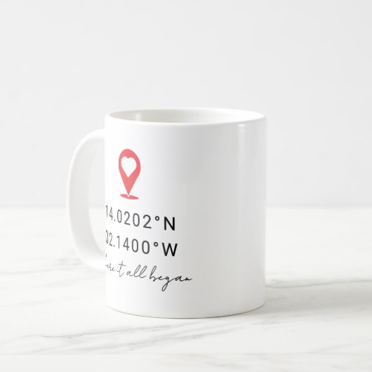 Mug Custom Coordinates Location Valentine's Day Gift (Devant gauche)