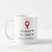 Mug Custom Coordinates Location Valentine's Day Gift (Gauche)