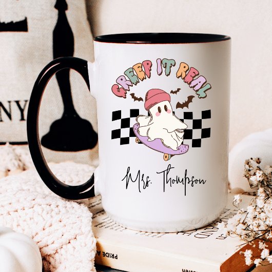 Mug Custom Cret It Real Skateboard Ghost Halloween
