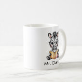 Mug Custom Cute Baby Zebra Reading a Book (Devant droit)