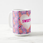 Mug Custom Cute Cat Cherry Floral Pattern (Devant gauche)