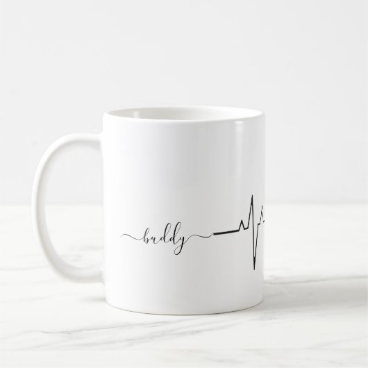 Mug Custom Cute Valentine's Day Thème Heartbeat Chien (Gauche)