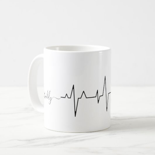 Mug Custom Cute Valentine's Day Thème Heartbeat Chien (Devant gauche)