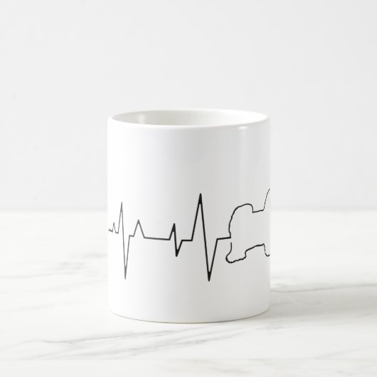 Mug Custom Cute Valentine's Day Thème Heartbeat Chien (Centre)