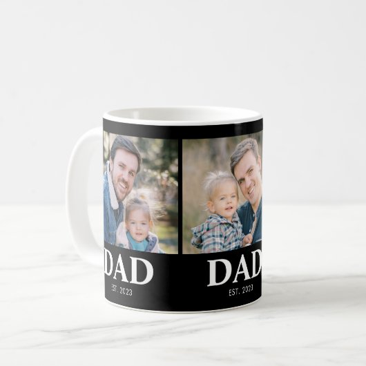 Mug Custom Dad Established 3 Photo Fathers Day (Devant gauche)