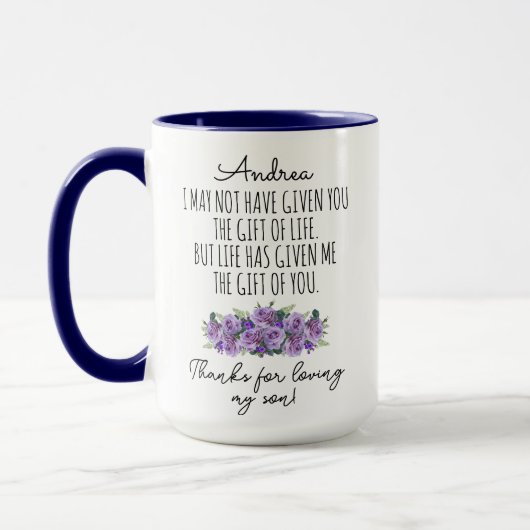 Mug Custom Daughter In Law, Merci d'aimer mon fils! (Gauche)