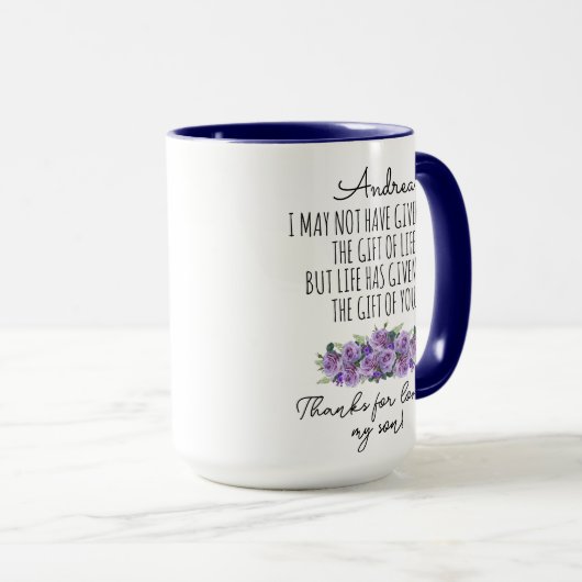 Mug Custom Daughter In Law, Merci d'aimer mon fils! (Devant droit)