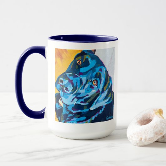 Mug Custom Dog Portrait Painting - Forever Loved Pet (Avec donut)