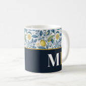 Mug Custom Elegant Mediterranean Lemon Botanical Navy (Devant droit)