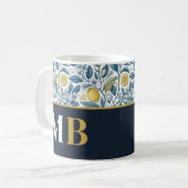 Mug Custom Elegant Mediterranean Lemon Botanical Navy (Devant gauche)