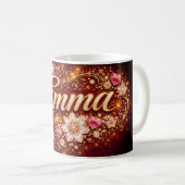 Mug Custom Emma Gold Pink Hearts Romantic Coffee Gift (Devant droit)