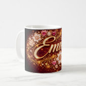 Mug Custom Emma Gold Pink Hearts Romantic Coffee Gift (Devant gauche)