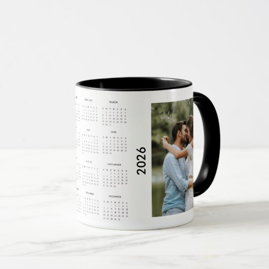 Mug Custom Family 2 Photo 2026 Calendar  (Devant droit)