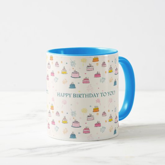 Mug Custom Floating Cakes & Fireworks – Birthday (Devant droit)