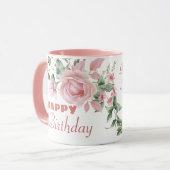 Mug Custom Floral Happy Birthday  (Devant gauche)