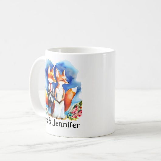 Mug Custom Fox Couple Names Personalized (Devant gauche)