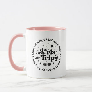 Mug Custom Girls Trip Beach Drinks Sun Palm Tree 