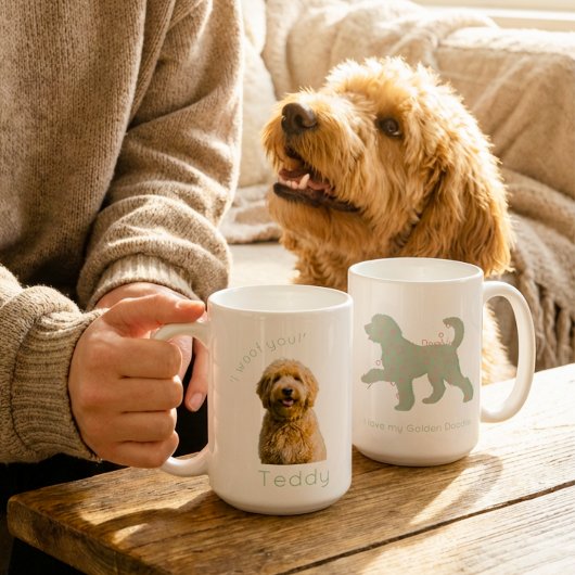 Mug Custom Golden Doodle Photo I Woof You Personalized
