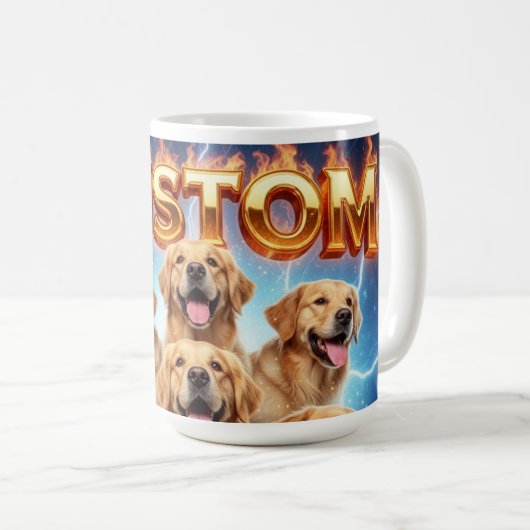 Mug Custom Golden Retrievers Cosmic Lightning Design (Devant droit)