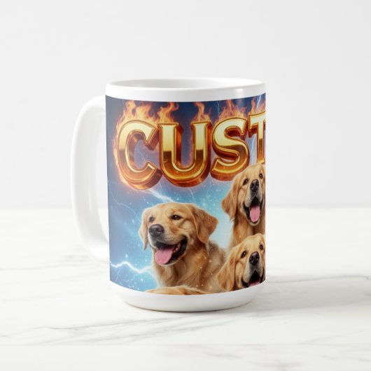 Mug Custom Golden Retrievers Cosmic Lightning Design (Devant gauche)