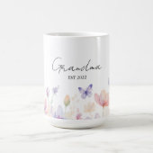 Mug Custom Grandma Est. Year - Flower and Butterfly (Centre)