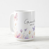 Mug Custom Grandma Est. Year - Flower and Butterfly (Devant gauche)