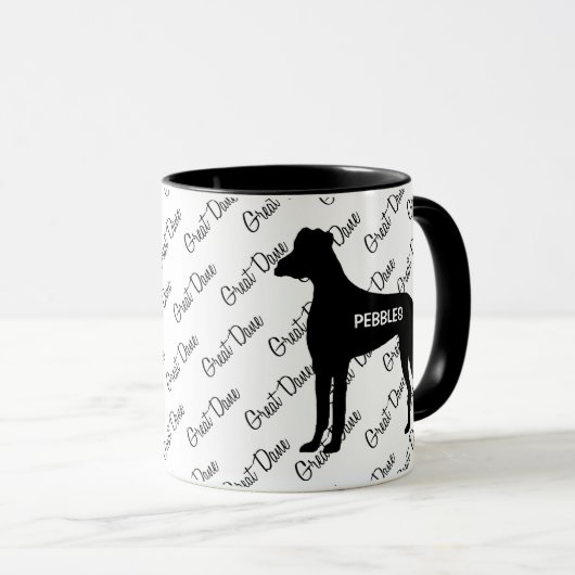 Mug CUSTOM Great Dane Dog Silhouette (Devant droit)