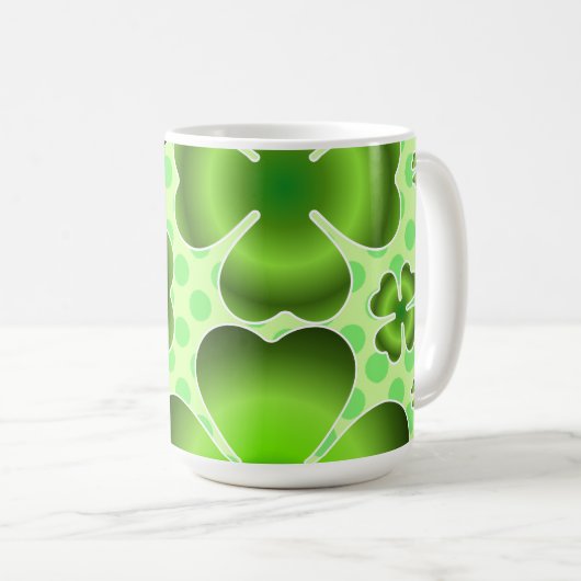 Mug Custom Green Lucky Clover Pattern Gift (Devant droit)