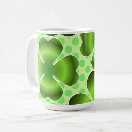 Mug Custom Green Lucky Clover Pattern Gift (Devant gauche)